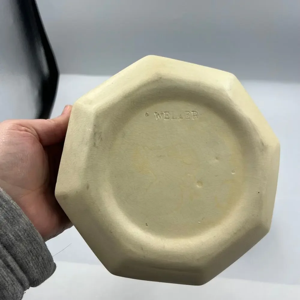 Vintage Weller Art Pottery Florala Shallow Bowl Planter Oval 1920's Cottage Core